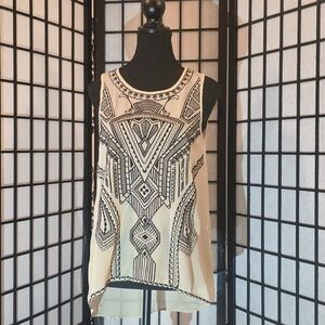 Ya Los Angeles Black and Cream Geometric Tank Top
